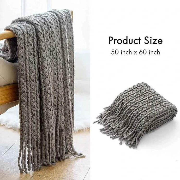 Bohemian Couch Blanket Large Knitted Tassel Throw for Bed Chair Sofa Couch Cover All-Season Blankets Home Decor Soft Comfortable by DSERS