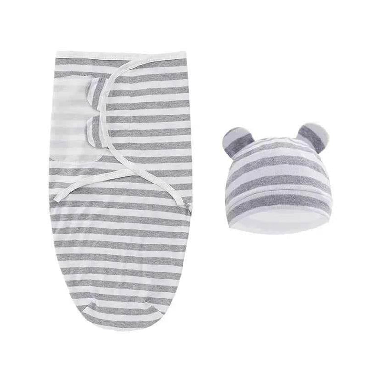 100% Organic Cotton Baby Swaddle Blanket Wrap Hat Set for Infant Adjustable Newborn Swaddle Baby Swaddle for 0-3 Month by DSERS