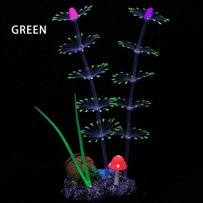 Simulation Aquatic Plants Fluorescent Silicone Water Grass Fish Tank Landscape Aquarium Decoration Coral Landscaping Home Decor by DSERS