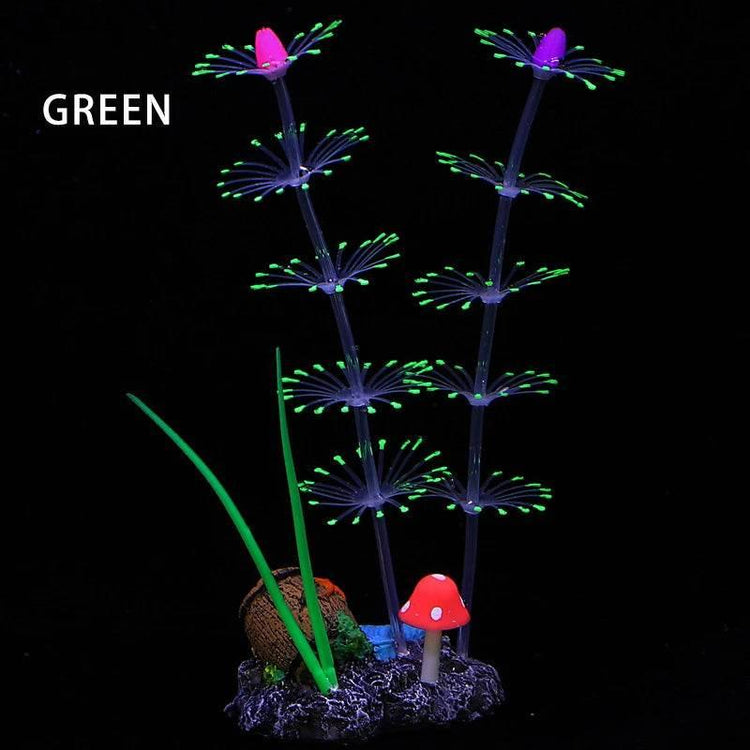 Simulation Aquatic Plants Fluorescent Silicone Water Grass Fish Tank Landscape Aquarium Decoration Coral Landscaping Home Decor by DSERS