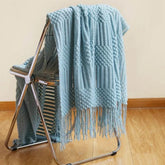 Bohemian Couch Blanket Large Knitted Tassel Throw for Bed Chair Sofa Couch Cover All-Season Blankets Home Decor Soft Comfortable by DSERS