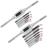 M3-M12 8/6 PCS Metric Hand Tap Set HSS Right-handed Tapping Drill Thread Punching Wrench Hand Tools Male to Make Thread in Steel Hand Tap Set by DSERS