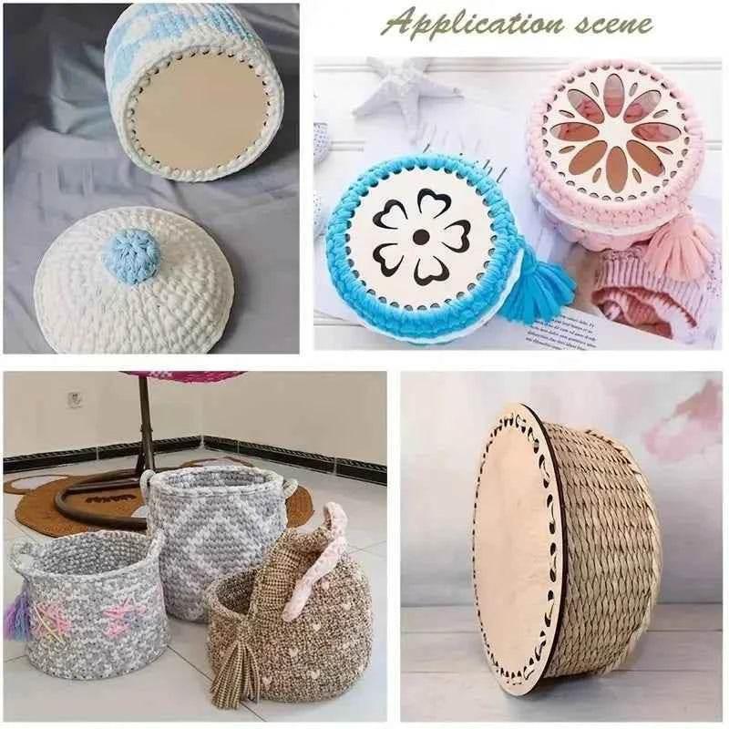Wooden Basket Bottom Blank Solid Crochet Basket Wood Base for DIY Basket Weaving Supplies Craft Making Home Decoration by DSERS