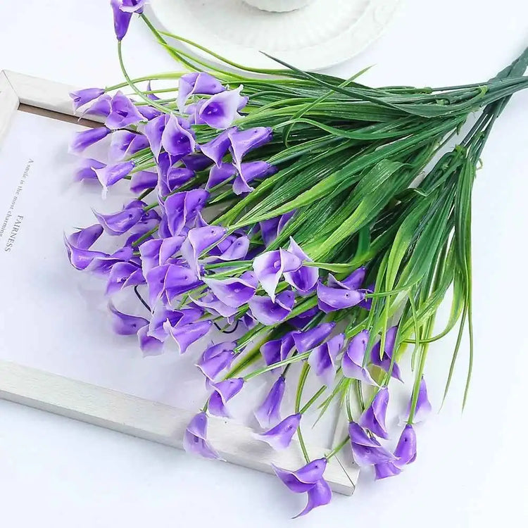 Artificial Calla Lily Bouquet 33cm Fake Flowers for Indoor Home Room Decor Garden Wedding Decora Outdoor Vase Flower Arrangement by DSERS