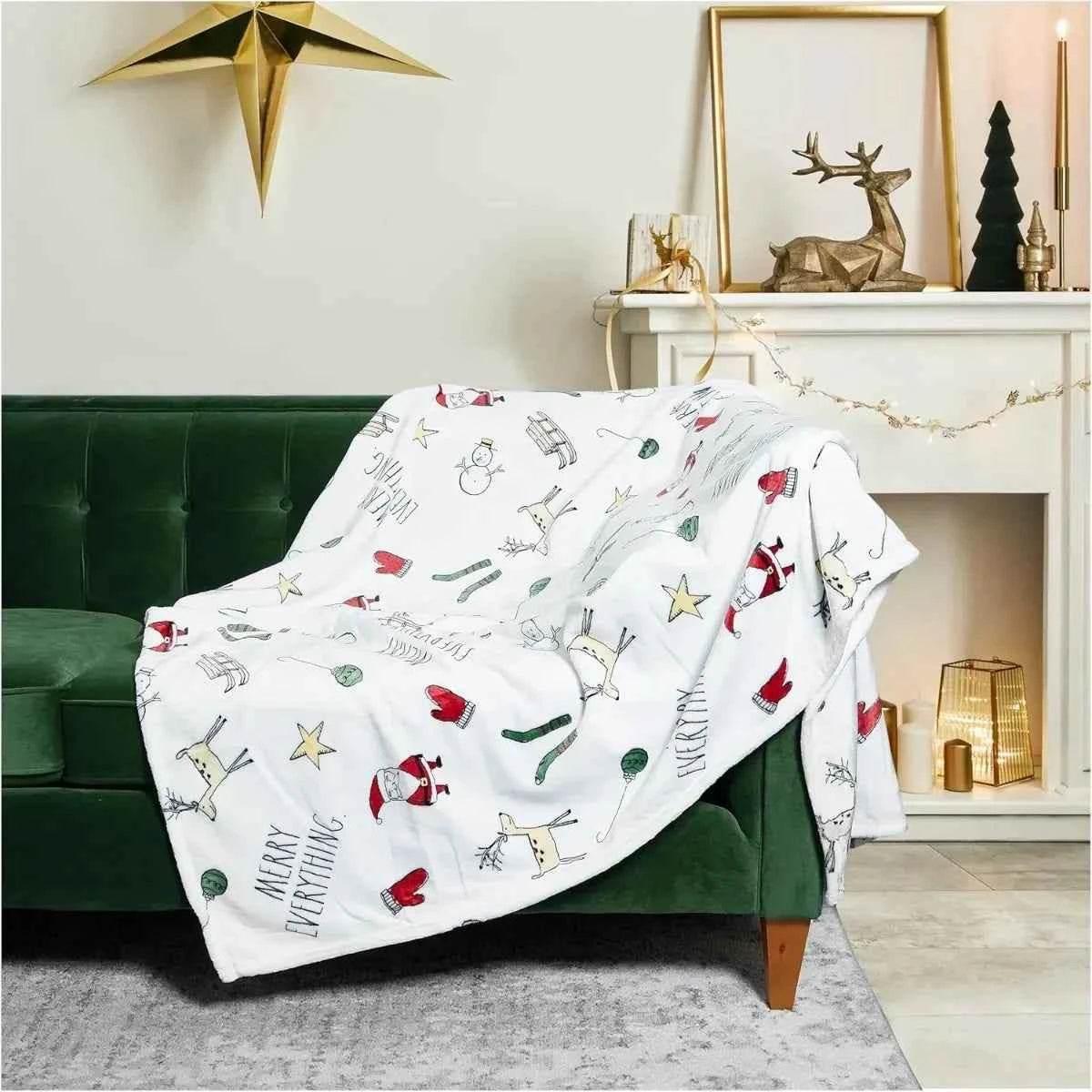 Christmas Blanket Soft, Decorative Blankets for Bed Cozy Throws for Sofa, Soft Plush Throw Embroidered Home Sweet Home by DSERS