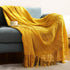 Bohemian Couch Blanket Large Knitted Tassel Throw for Bed Chair Sofa Couch Cover All-Season Blankets Home Decor Soft Comfortable by DSERS