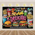 Quick Food Theme Birthday Party Decoration Hamburger French Fries Pizza Background Banner Photography Backdrop Supplies Kid Gift by DSERS