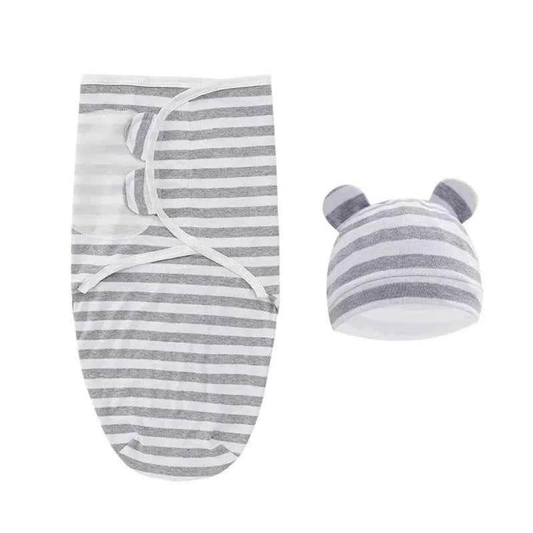 100% Organic Cotton Baby Swaddle Blanket Wrap Hat Set for Infant Adjustable Newborn Swaddle Baby Swaddle for 0-3 Month by DSERS