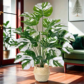 Realistic Artificial Monstera Plant with White Striped Leaves - Perfect for Indoor/Outdoor Decor Weddings Hotels Gardens by DSERS