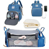 3 In 1 Diaper Bag Backpack Foldable Baby Bed Waterproof Travel Bag with USB Charge Diaper Bag Backpack with Changing Bed 3 types Diaper Bag Backpack by DS