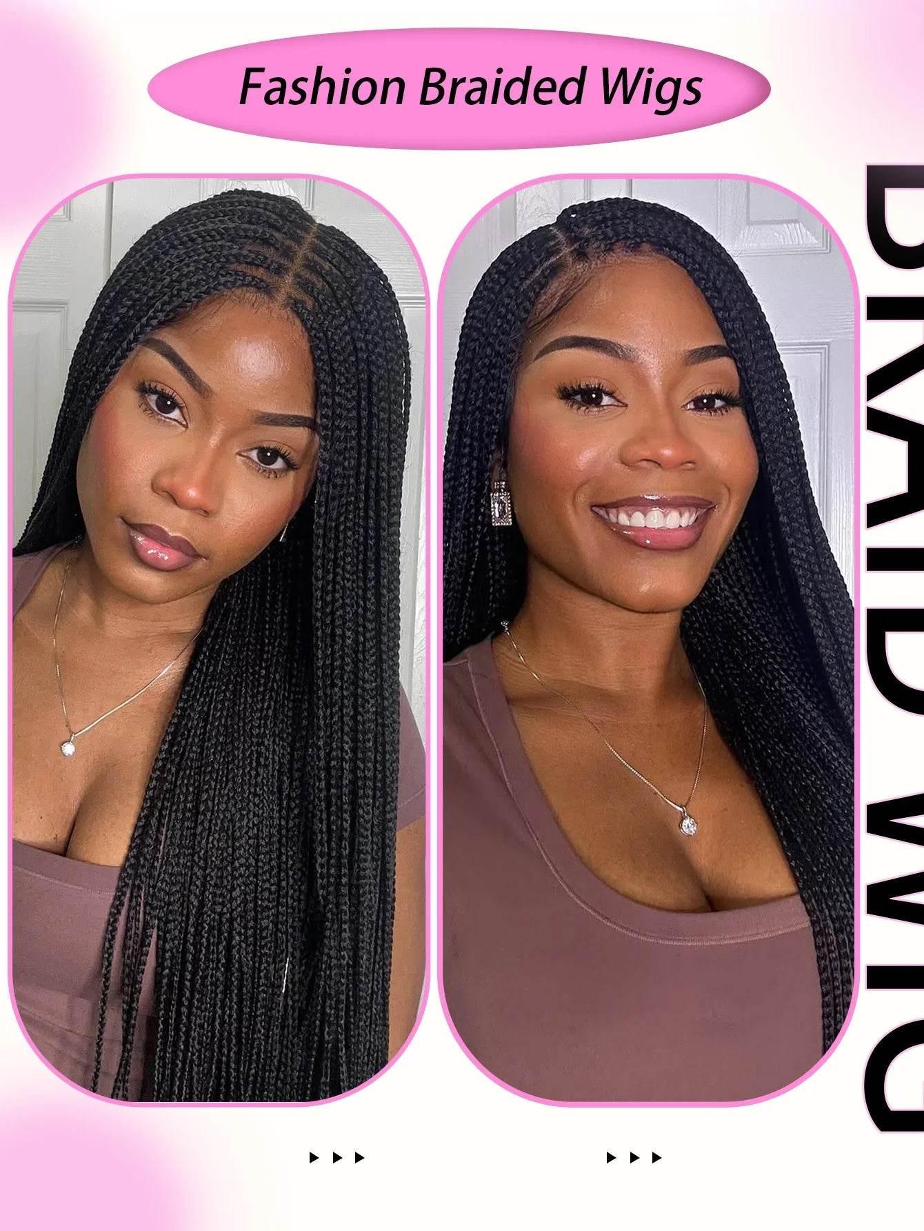 Small Square Knotless Box Braided Wig With Baby Hair Synthetic Full Lace Cornrow Braids Wigs Goddess Braided Wig For Black Women Braided Wig by DSERS / AliHairs Store