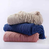 Bohemian Couch Blanket Large Knitted Tassel Throw for Bed Chair Sofa Couch Cover All-Season Blankets Home Decor Soft Comfortable by DSERS