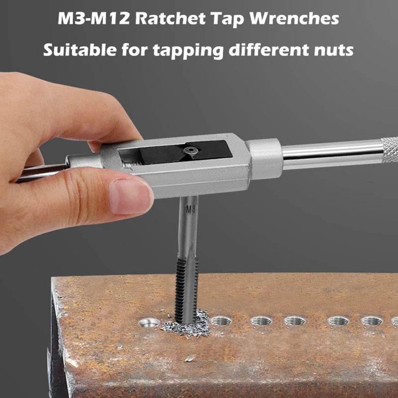 M3-M12 8/6 PCS Metric Hand Tap Set HSS Right-handed Tapping Drill Thread Punching Wrench Hand Tools Male to Make Thread in Steel Hand Tap Set by DSERS