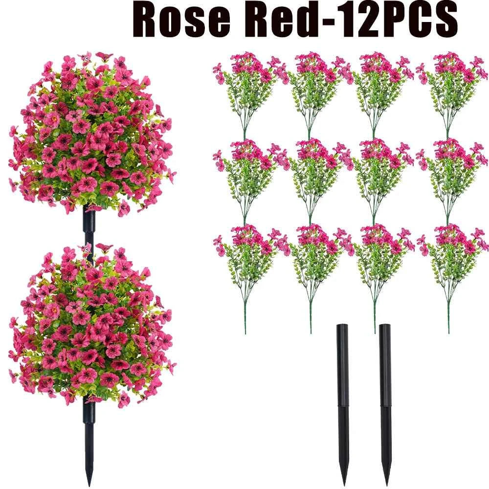 Fake Flowers Outdoor UV Resistant Faux Plants For Outside Yard Wedding Indoor Home Kitchen Farmhouse Decor Artificial Plants by DSERS