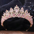 Baroque Pink Crystal Beads Bridal Crowns Handmade Tiaras Bride Headbands Rhinestone Diadem Queen Crown Wedding Hair Accessories Tiaras by DSERS