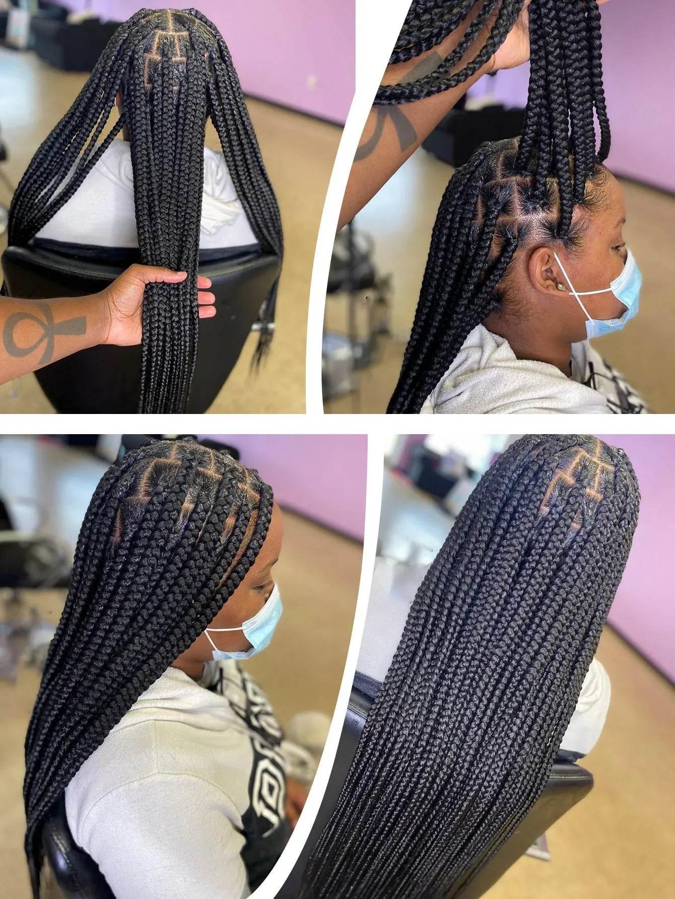 Cornrows Full Lace Braided Wigs Synthetic Knotless Box Braiding Wigs For Black Women 36&
