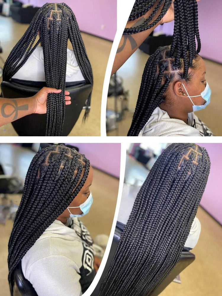 Cornrows Full Lace Braided Wigs Synthetic Knotless Box Braiding Wigs For Black Women 36&