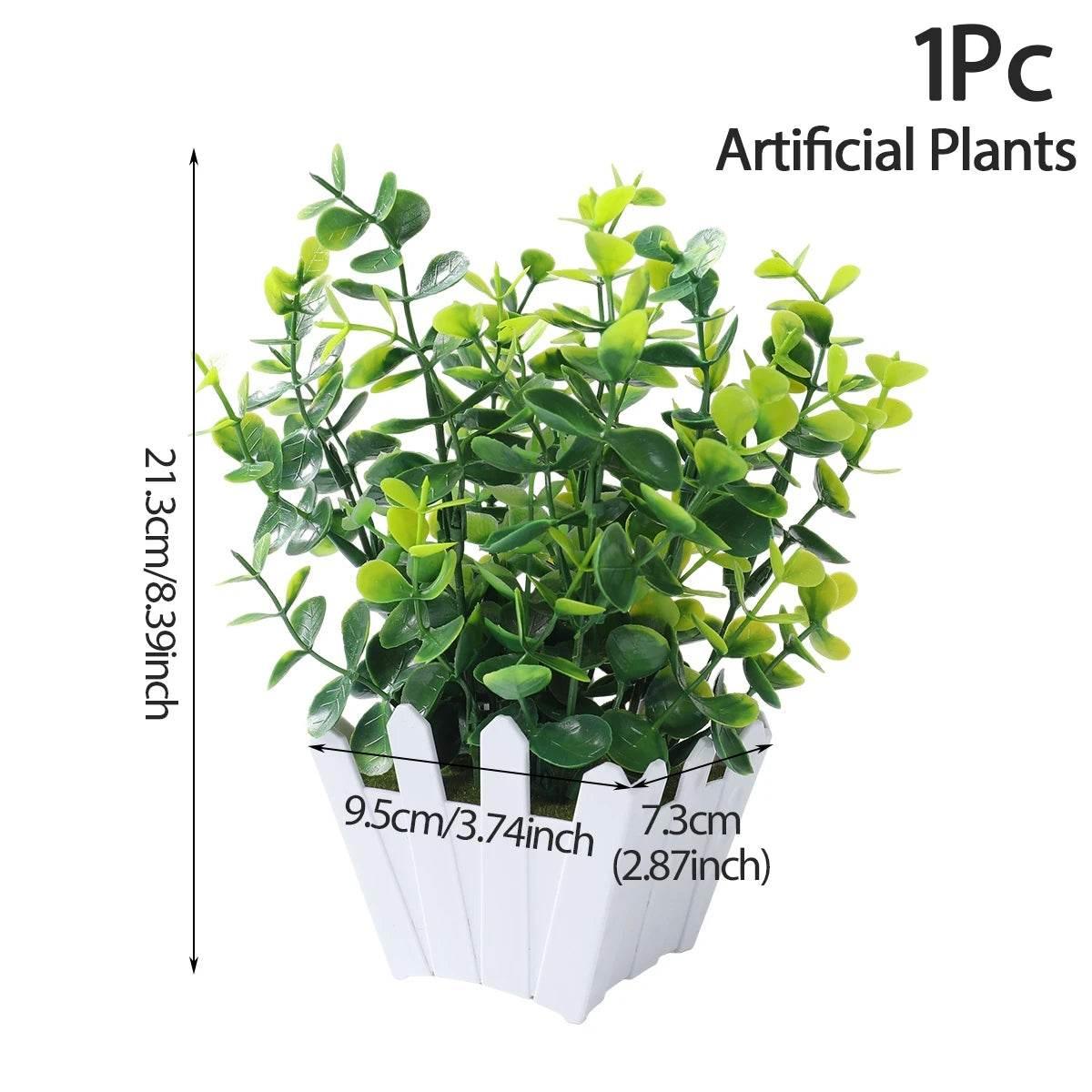 1/4pcs Artificial Plants Potted Green Bonsai Small Tree Grass Plant Pot Ornament Fake Flower for Home Garden Decor Wedding Party by DSERS