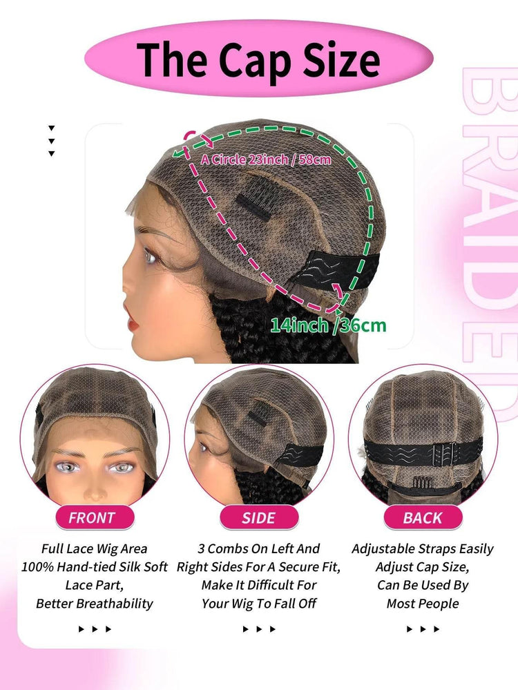 Tribal Synthetic Cornrow Braided Wigs Full Lace Wig 36Inches Knotless Jumbo Knotless Box Braids Wig Square Part For Black Women Braided Wigs by DSERS / AliHairs Store
