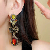 Draweye Bows Earrings for Women Medieval Palace Style Vintage Korean Fashion Aretes De Mujer Geometric Elegant Jewelry Earrings by DSERS