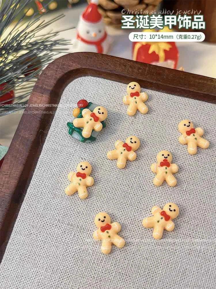 Christmas Series Nail Art Accessories 3D Resin Nail Charms Cute Bells Reindeer Snowman Cartoon Versatile Winter Nail Decorations by DSERS