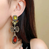 Draweye Bows Earrings for Women Medieval Palace Style Vintage Korean Fashion Aretes De Mujer Geometric Elegant Jewelry Earrings by DSERS
