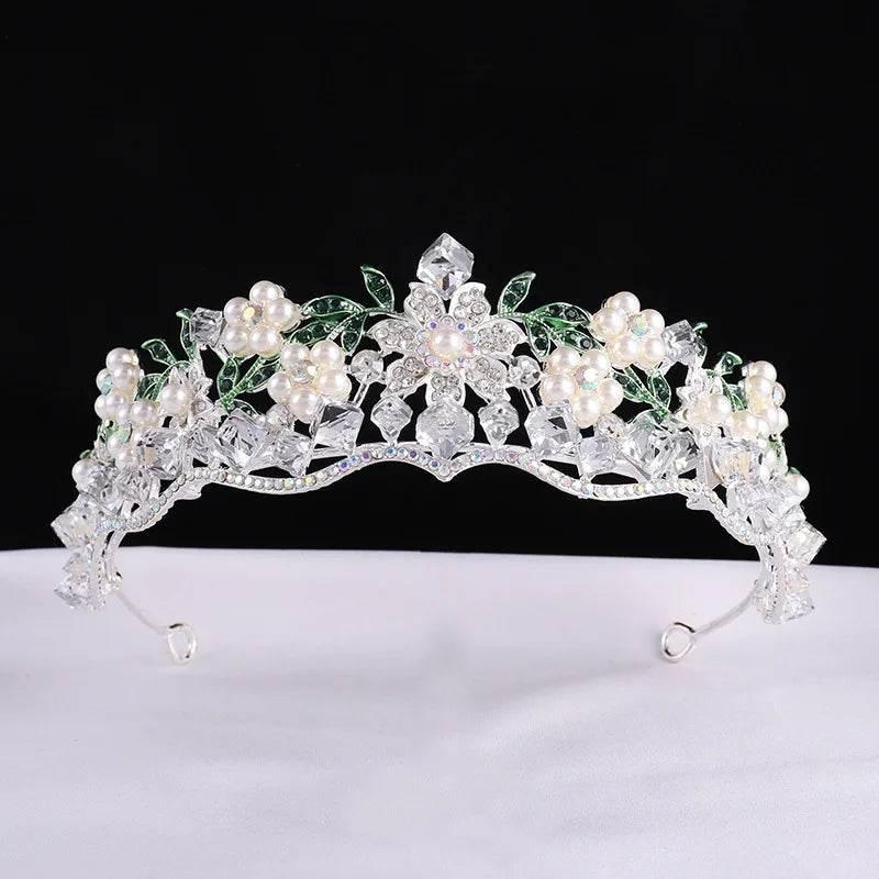 Luxury Baroque Purple Crystal Pearl Bridal Crown Tiara Magnificent Rhinestone Diadem for Bride Headband Wedding Hair Accessories Tiaras by DSERS