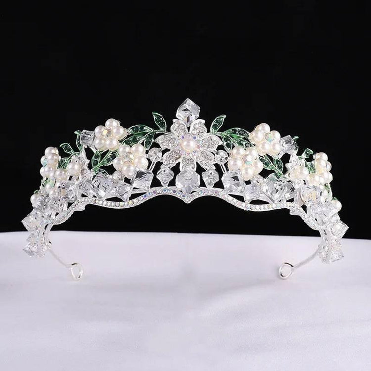 Luxury Baroque Purple Crystal Pearl Bridal Crown Tiara Magnificent Rhinestone Diadem for Bride Headband Wedding Hair Accessories Tiaras by DSERS