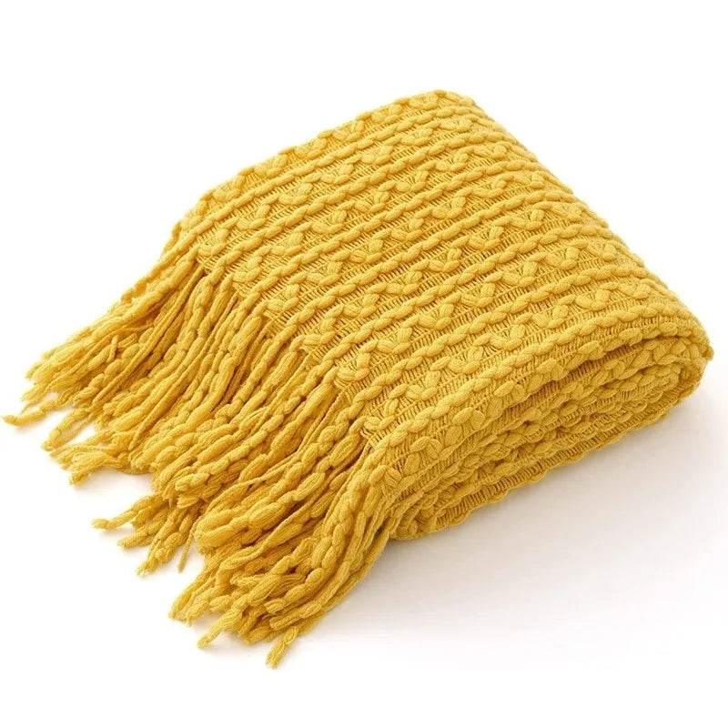 Bohemian Couch Blanket Large Knitted Tassel Throw for Bed Chair Sofa Couch Cover All-Season Blankets Home Decor Soft Comfortable by DSERS
