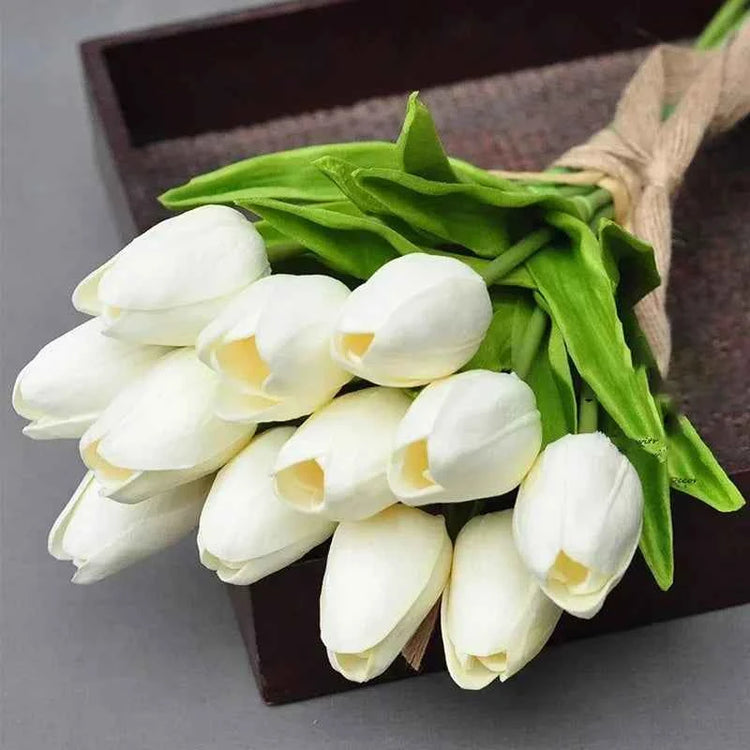 5 Pieces Tulips Artificial Flowers Bunch Home Decor Real Touch Tulip Flowers for Decoration Wedding Bridal Bouquet Fake Flowers by DSERS