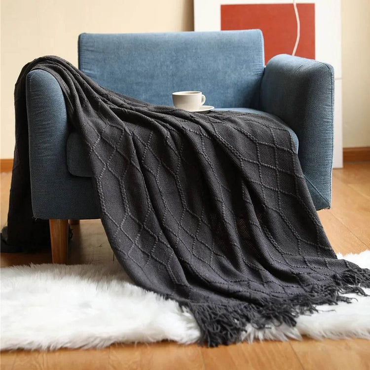 Bohemian Couch Blanket Large Knitted Tassel Throw for Bed Chair Sofa Couch Cover All-Season Blankets Home Decor Soft Comfortable by DSERS