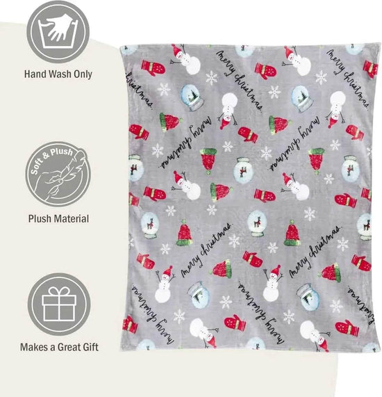 Christmas Blanket Soft, Decorative Blankets for Bed Cozy Throws for Sofa, Soft Plush Throw Embroidered Home Sweet Home by DSERS