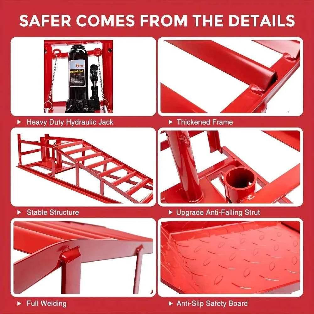 2pcs Heavy Duty Hydraulic Car Ramps 11000lbs Floor Jack Lift Ramps for Oil Changes, Truck Trailer, Home Garage & Auto Repair Car Ramps by DSERS
