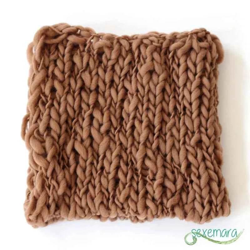 Wool Crochet Newborn Baby Girls Boys Blanket Newborn Photography Props,Crochet Knit Blanket Basket Background Filler 55*55cm by GiFTiFY