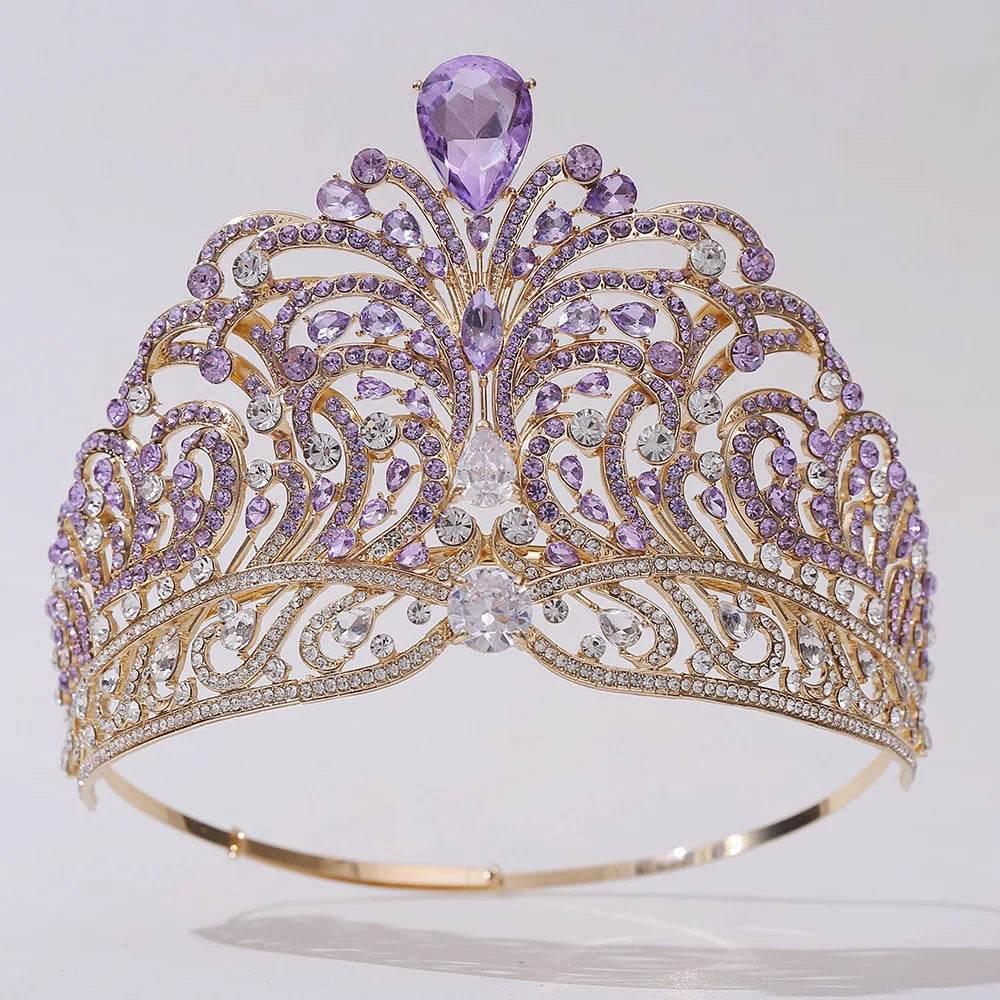 European Miss Universe Big Forest Crystal Wedding Crowns Cubic Zircon Crown Queen Rhinestone Tiara Party Stage Show Hair Jewelry Tiaras by DSERS