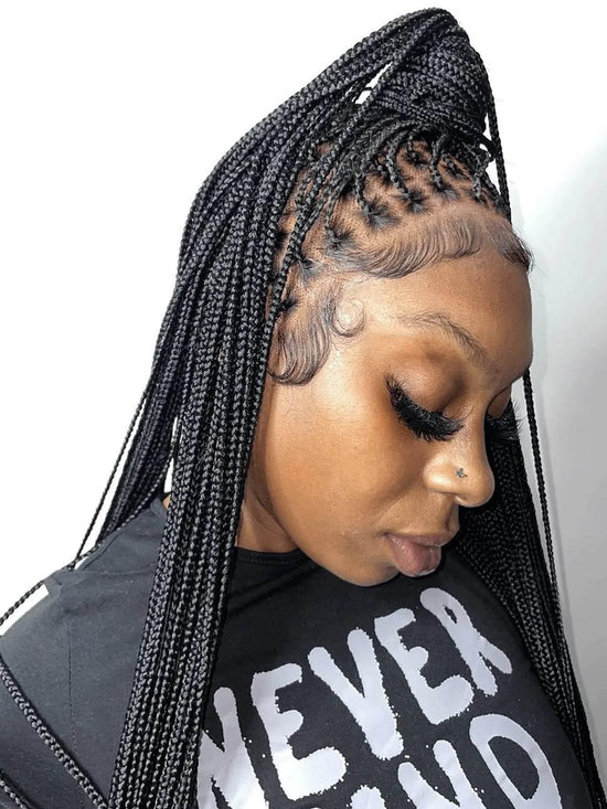 Small Square Knotless Box Braided Wig With Baby Hair Synthetic Full Lace Cornrow Braids Wigs Goddess Braided Wig For Black Women Braided Wig by DSERS / AliHairs Store
