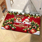 VIKAMA Red Flannel Christmas Santa Claus Entryway Rug Welcome Floor Mat Entrance Carpet Christmas Ornament Living Room Rugs by DSERS