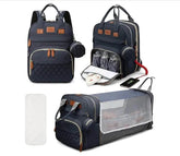 3 In 1 Diaper Bag Backpack Foldable Baby Bed Waterproof Travel Bag with USB Charge Diaper Bag Backpack with Changing Bed 3 types Diaper Bag Backpack by DS