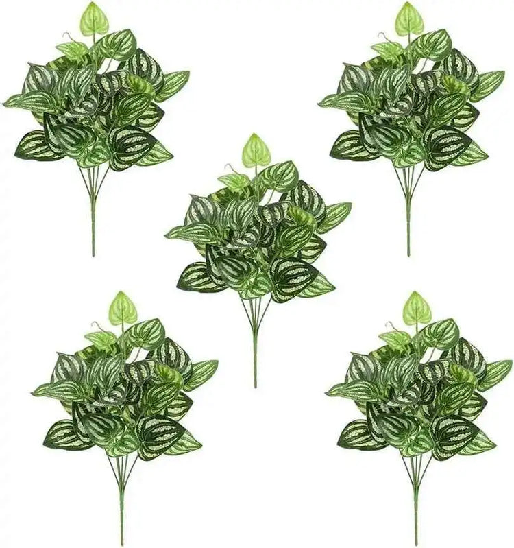 5Pcs Watermelon Peperomia Artificial Plant 12.9" by DSERS