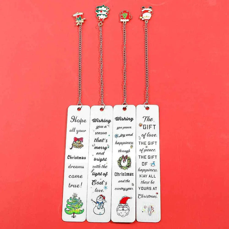 A stainless steel pendant bookmark about Christmas, the warmest Christmas reading gift for loved ones on Christmas Eve. metal Bokkmark by DSERS