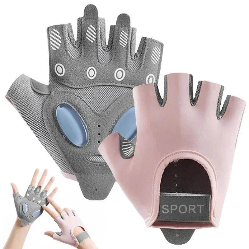 1 Pair Workout Gloves with Liquid Silicone for Women Fingerless Cycling Gloves Non-slip Men&