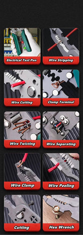 Multifunctional Wire Stripper with Electrical Test Pen Foldable Cable Cutter Crimper Tool, Electrical Folding Pliers for Cutting Multifunctional Wire Stripper by DSERS
