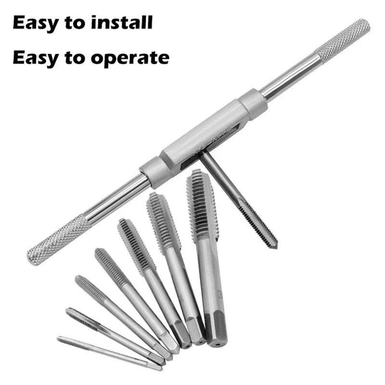 M3-M12 8/6 PCS Metric Hand Tap Set HSS Right-handed Tapping Drill Thread Punching Wrench Hand Tools Male to Make Thread in Steel Hand Tap Set by DSERS