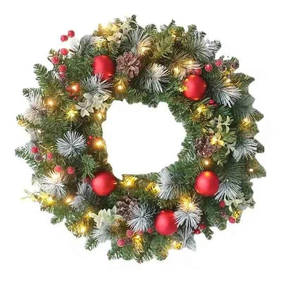 20-60cm Christmas Wreath with LED Fairy Light Door Hanging Garland Pine for Home Decorations Xmas Party Supplies Happy New Year by ALIEX/https://shorturl.at/mvCZo