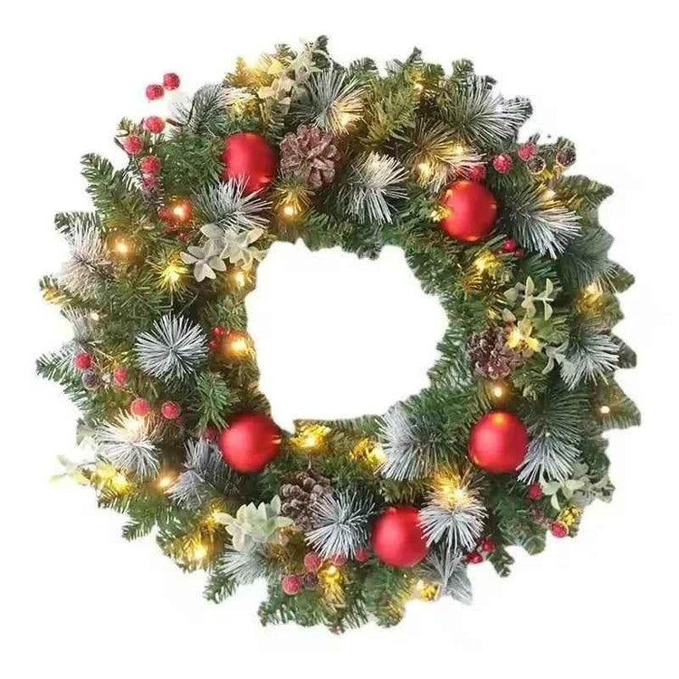 20-60cm Christmas Wreath with LED Fairy Light Door Hanging Garland Pine for Home Decorations Xmas Party Supplies Happy New Year by ALIEX/https://shorturl.at/mvCZo