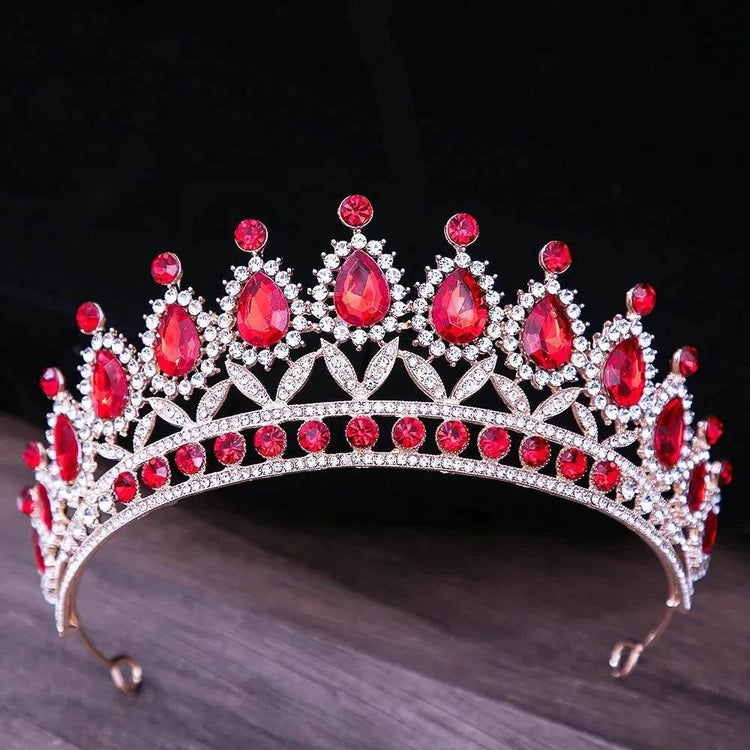 Baroque Blue Green Pink Opal Tiara Crowns Hair Jewelry Rhinestone Diadem Birthday Party Wedding Crystal Bridal Crown Accessories Tiaras by DSERS