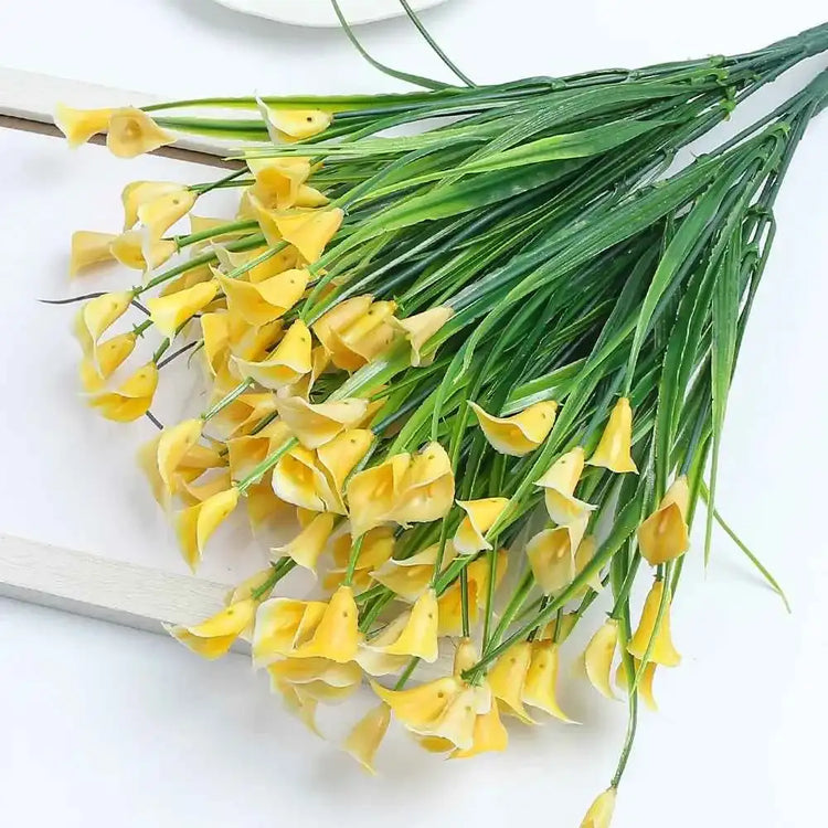 Artificial Calla Lily Bouquet 33cm Fake Flowers for Indoor Home Room Decor Garden Wedding Decora Outdoor Vase Flower Arrangement by DSERS