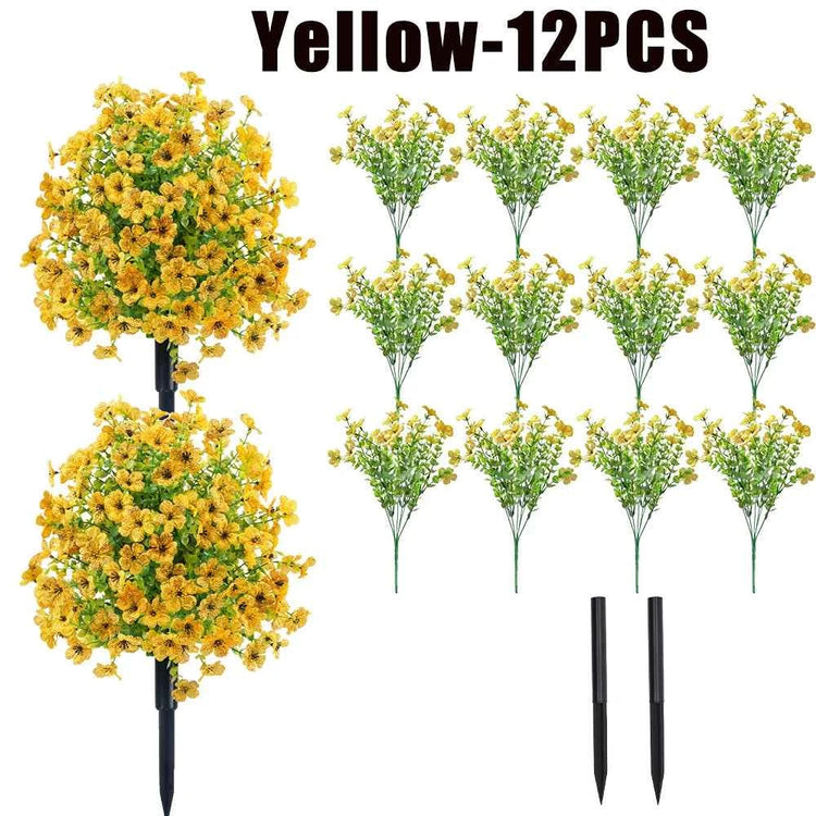 Fake Flowers Outdoor UV Resistant Faux Plants For Outside Yard Wedding Indoor Home Kitchen Farmhouse Decor Artificial Plants by DSERS