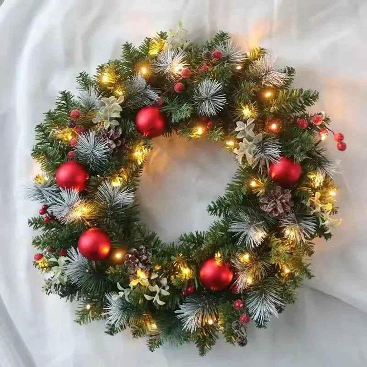 20-60cm Christmas Wreath with LED Fairy Light Door Hanging Garland Pine for Home Decorations Xmas Party Supplies Happy New Year by ALIEX/https://shorturl.at/mvCZo