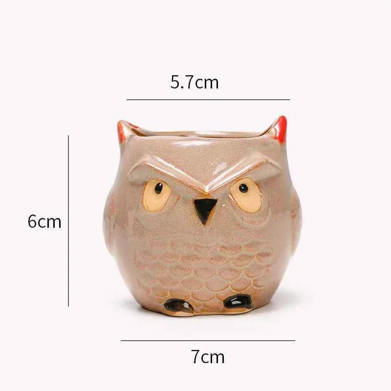 Ceramic Owl Flower Pot Garden Office Decoration Succulent Mini Owl Flowerpot Cute Animal Flowerpot Cactus Plants Planters by DSERS